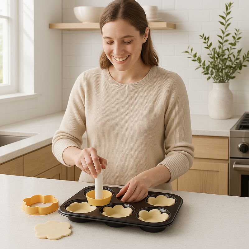 maman repare tartelettes avec moule gateau