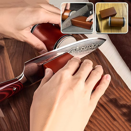 boucher utilise aiguiseur couteau