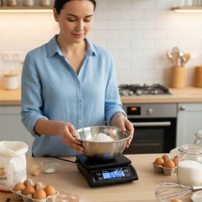 nana pese semoule avec balance cuisine numérique
