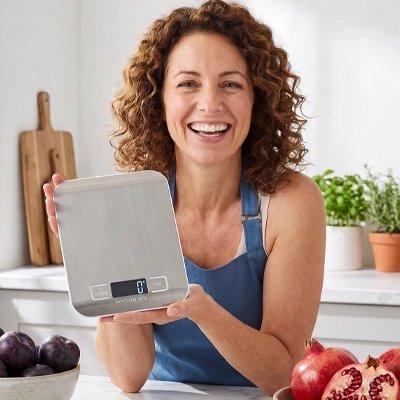 nana prend balance cuisine dans sa main 