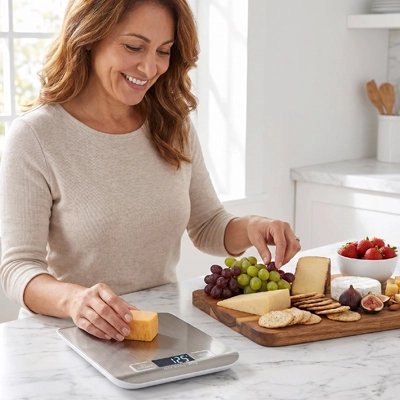nana pese fromage avec balance cuisine 