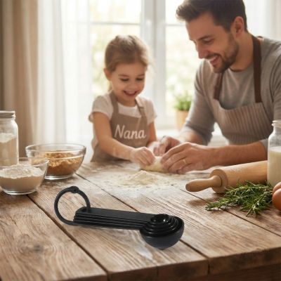 papa et fille utilisent cuillère doseuse pour mesurer sel