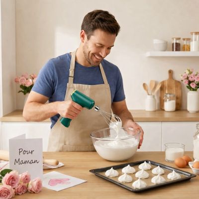 papa mélange meringues avec fouet électrique