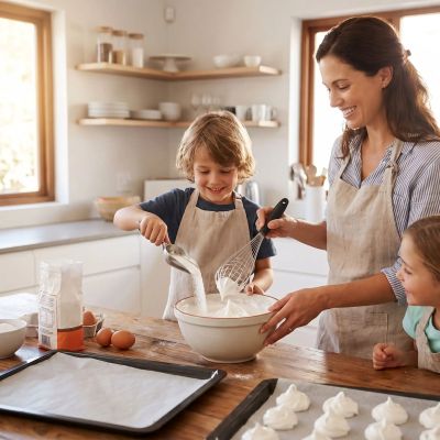 nana prepare meringues avec fouet patissier