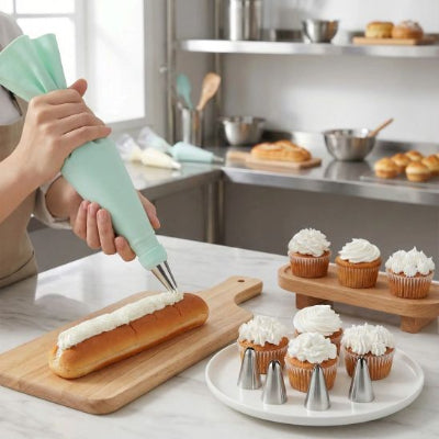 nana decore eclair chocolat avec  kit pâtisserie réutilisable