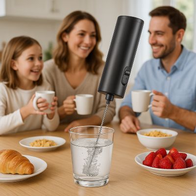 maman nettoie mousseur a lait avec eau