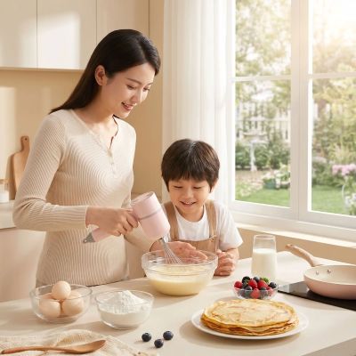 nana mélange pâte crêpes avec mini batteur électrique