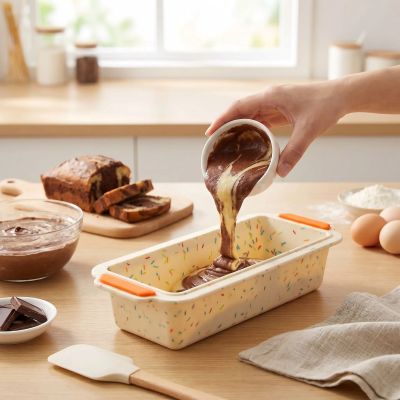 pâte cake dans moule à cake en silicone 