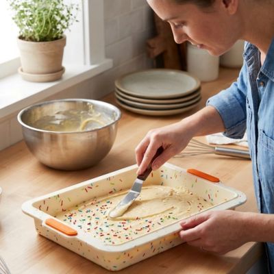 raibow cake dans moule silicone rectangulaire