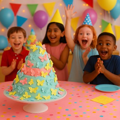 enfants heureux gateau anniversaire avec moules en silicone