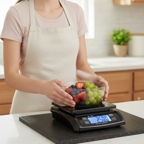 nana pese fraises avec balance cuisine numerique