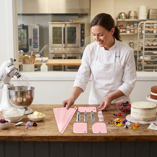 nana utilise kit patisserie rose