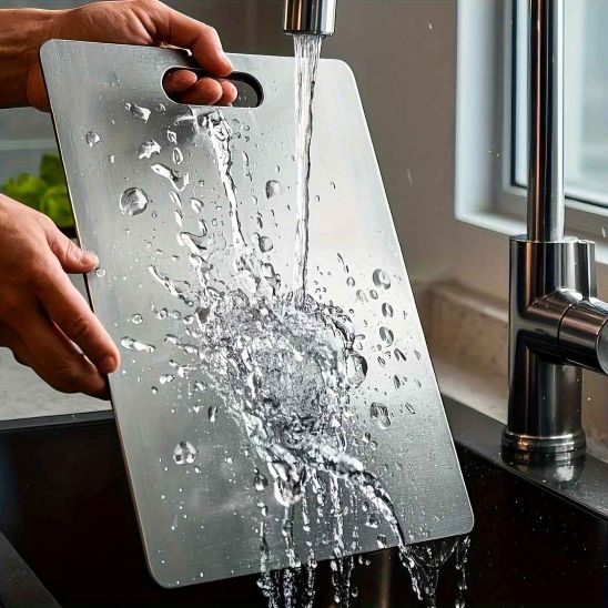 maman rince planche a decouper inox