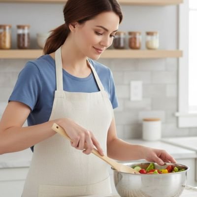 nana melange legumes avec spatule en bois 